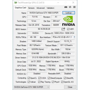 NVIDIA GTX 1660 Super 6GB