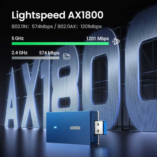 Adaptateur Wi-Fi AX1800, 5 go/2.4 go, USB – Image 3