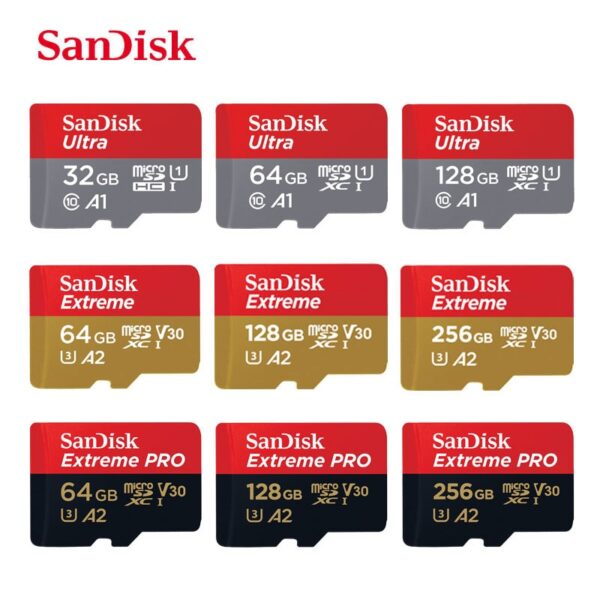 Carte Micro SD EXTREME et Extreme PRO V30 U3 SanDisk - 16 go/32 go/64 go/128 go/256 go, sdhc, TF, carte mémoire 4K UHD